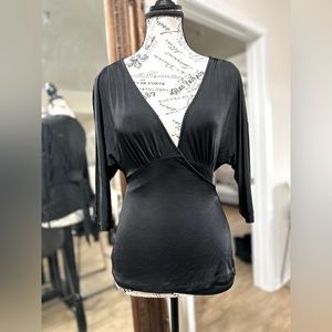 Diane Bon Furstenberg black wrap blouse